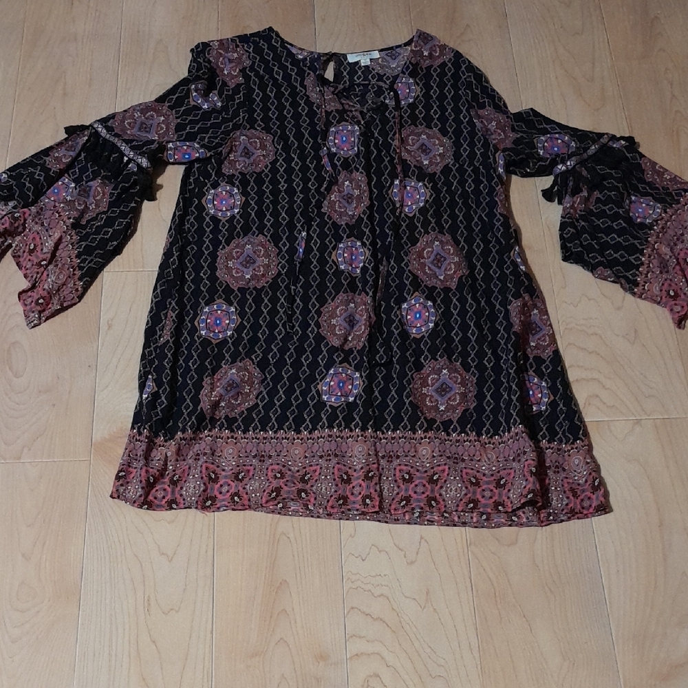 Floral Black and Pink Kids Dress